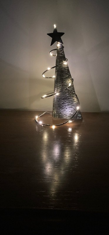 spiral lighted metal Christmas tree