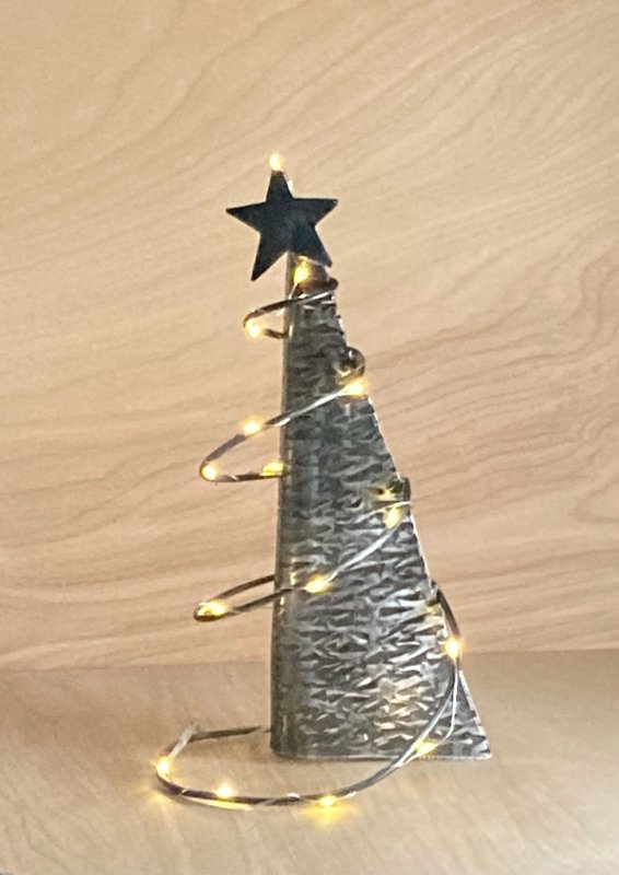 spiral lighted metal Christmas tree