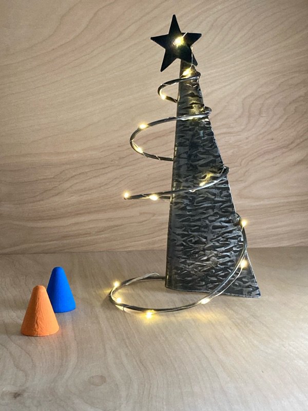 spiral lighted metal Christmas tree