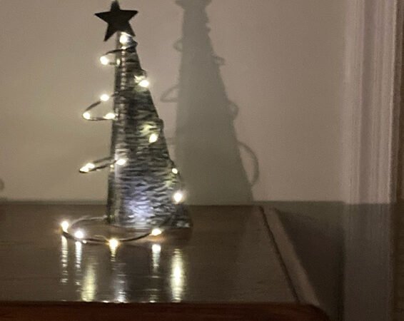 spiral lighted metal Christmas tree