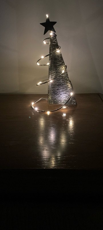 lighted metal Christmas tree