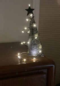 spiral lighted metal Christmas tree