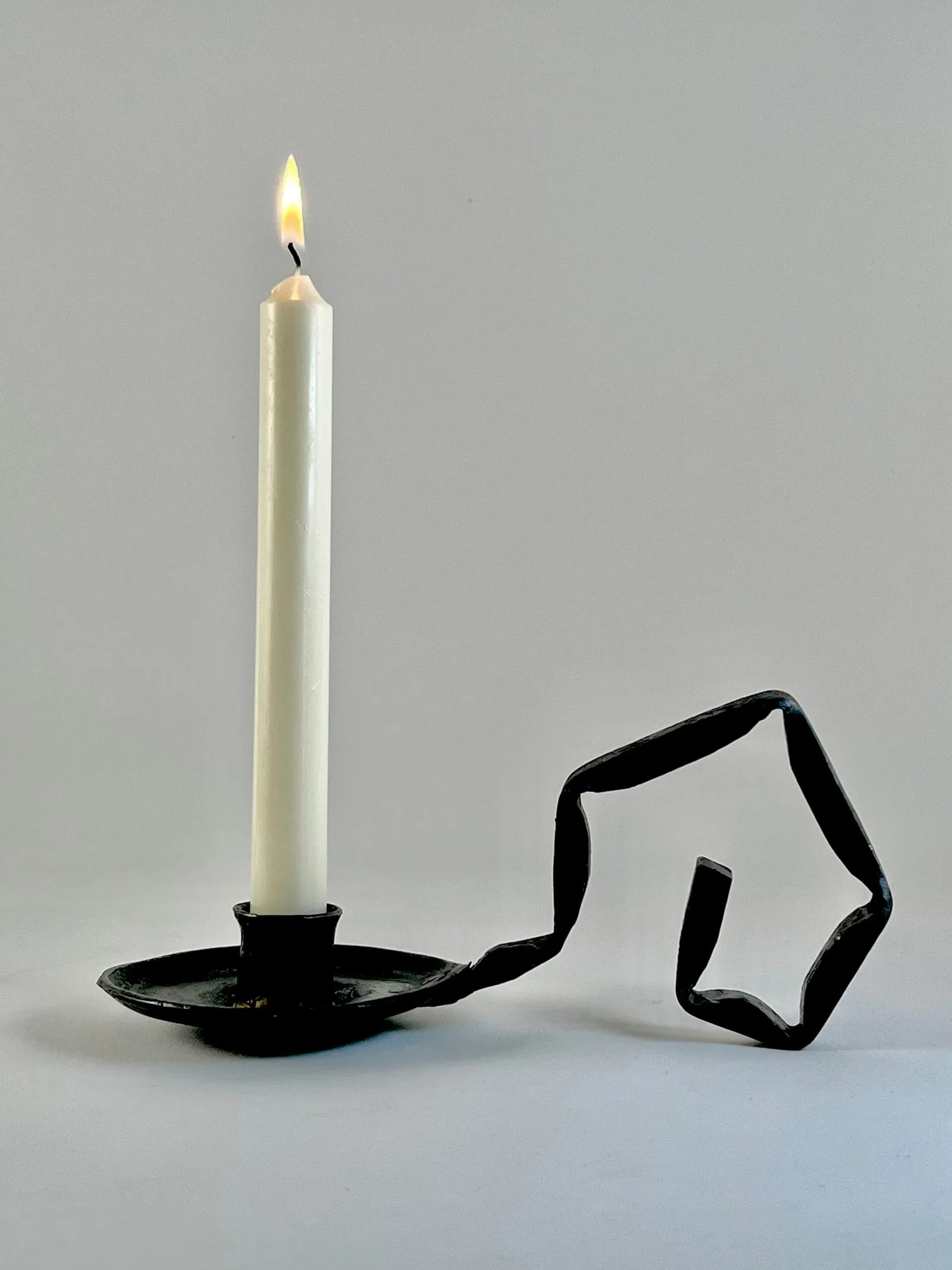 Hand-Forged Twisted Iron Handle Taper Candle Holder