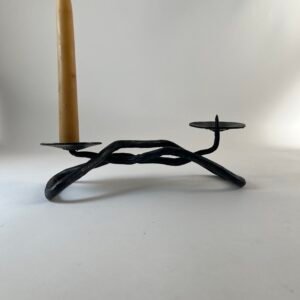Hand-Forged Iron Double Candle Holder